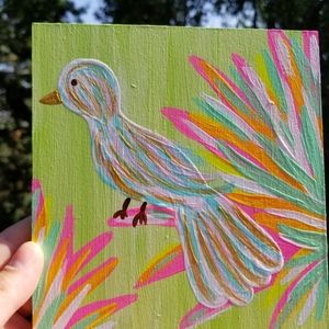 🆕️Original Artwork Peaceful Bird Painting Maximalist Wall Decor Home Art